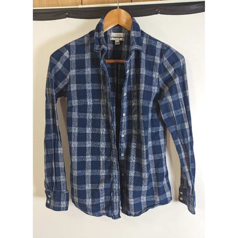 J.CREW BOYS BLUE PLAID Shirt BOY'S SZ 2 CLASSIC FIT BLUE PLAID LONG SLEEVED